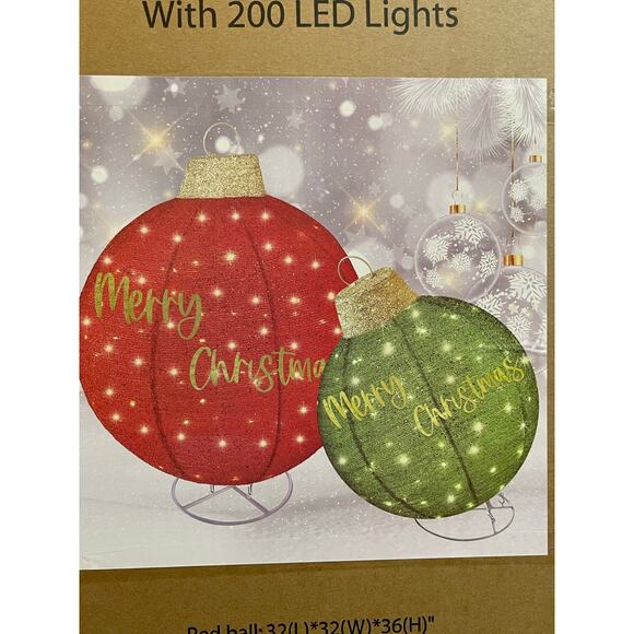 Large 2pc Lighted Pop-Up Christmas Ornaments Decoration w/ 200 LED Lights, - Picture 5 of 7